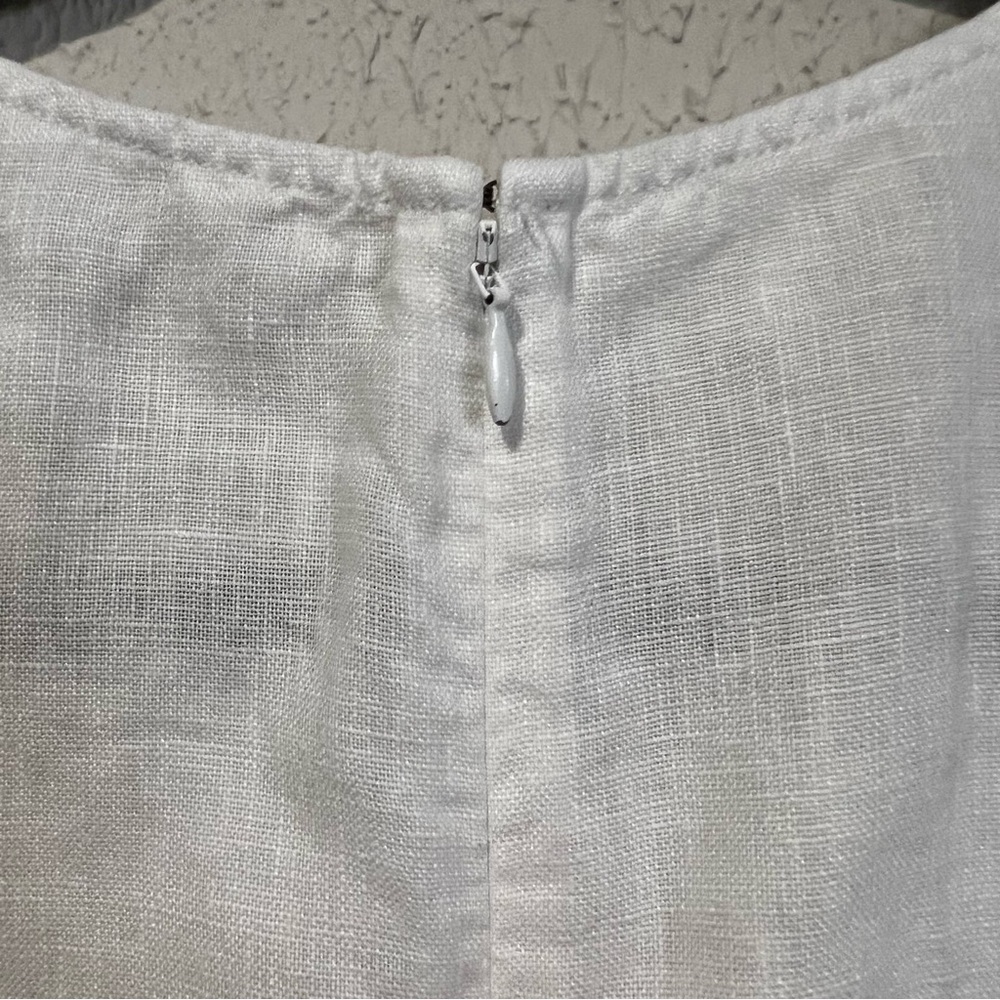 Garnet Hill White 100% Linen Sleeveless Fringe Hem A line dress size 10 - Picture 11 of 16